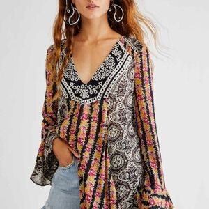 FREE PEOPLE Women's Fallin Into You Mixed-print Tunic 